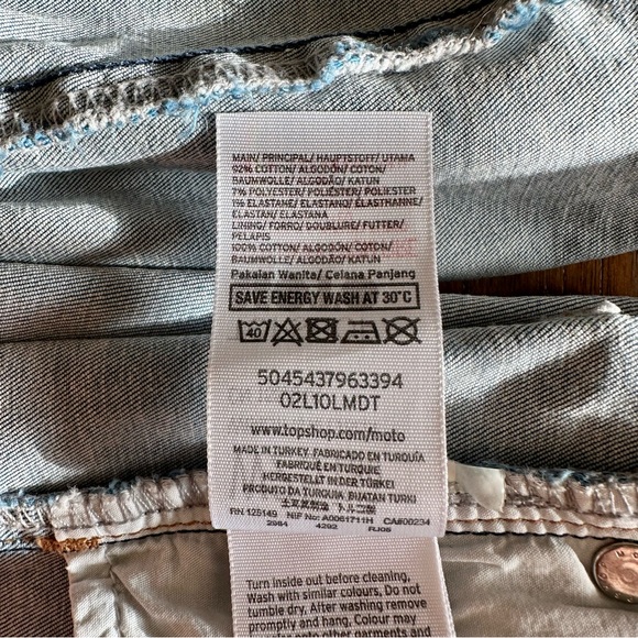 TOPSHOP Moto Leigh Jeans 25 Distressed Light Wash Skinny - Picture 5 of 5